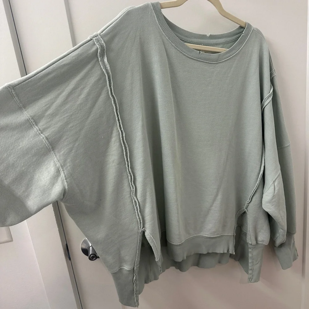 Free People We The Free Camden Sweatshirt Mint Green - Picture 3 of 5
